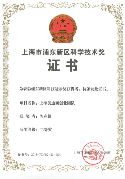 浦東新區(qū)科學(xué)技術(shù)進(jìn)步獎(jiǎng)二等獎(jiǎng)