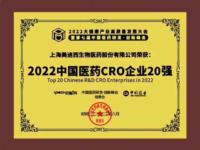 2022中國醫(yī)藥CRO企業(yè)20強